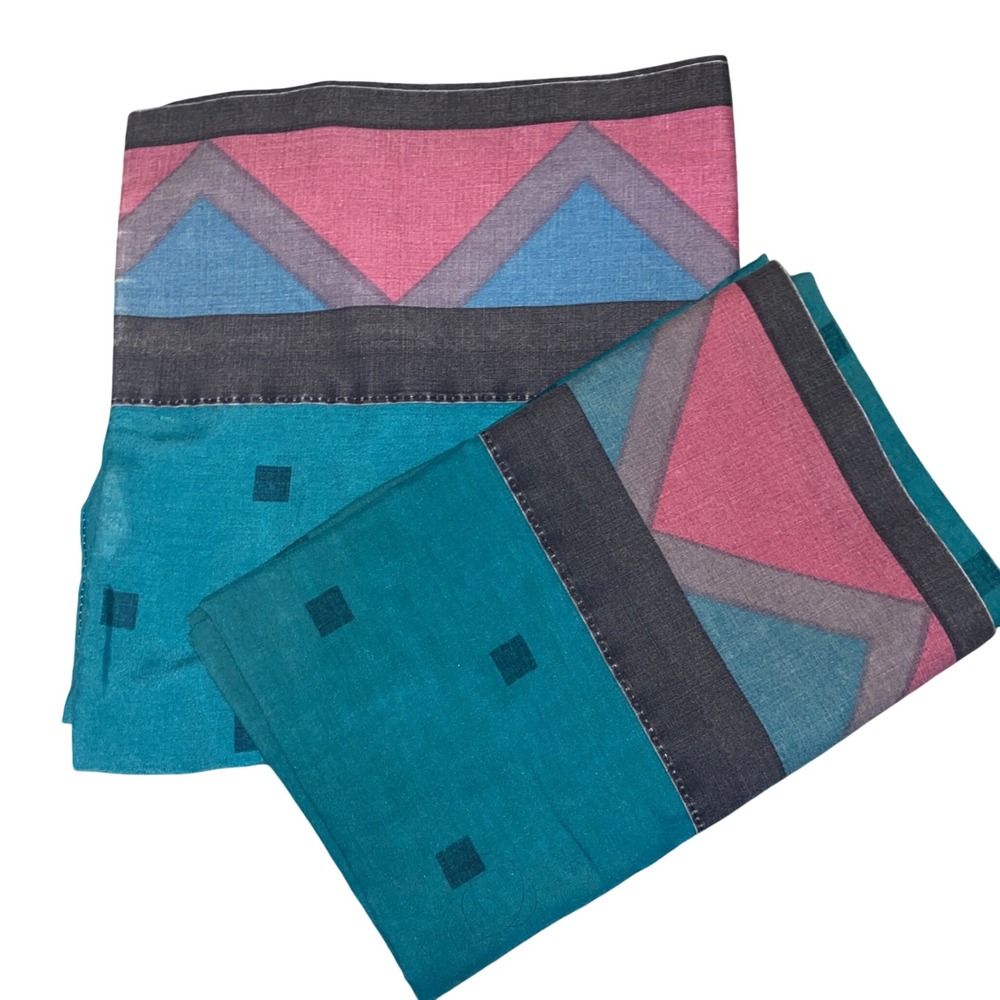 JP Stevens Pillow Cases Standard Teal Pink Geometric 80s Vintage Percale Set